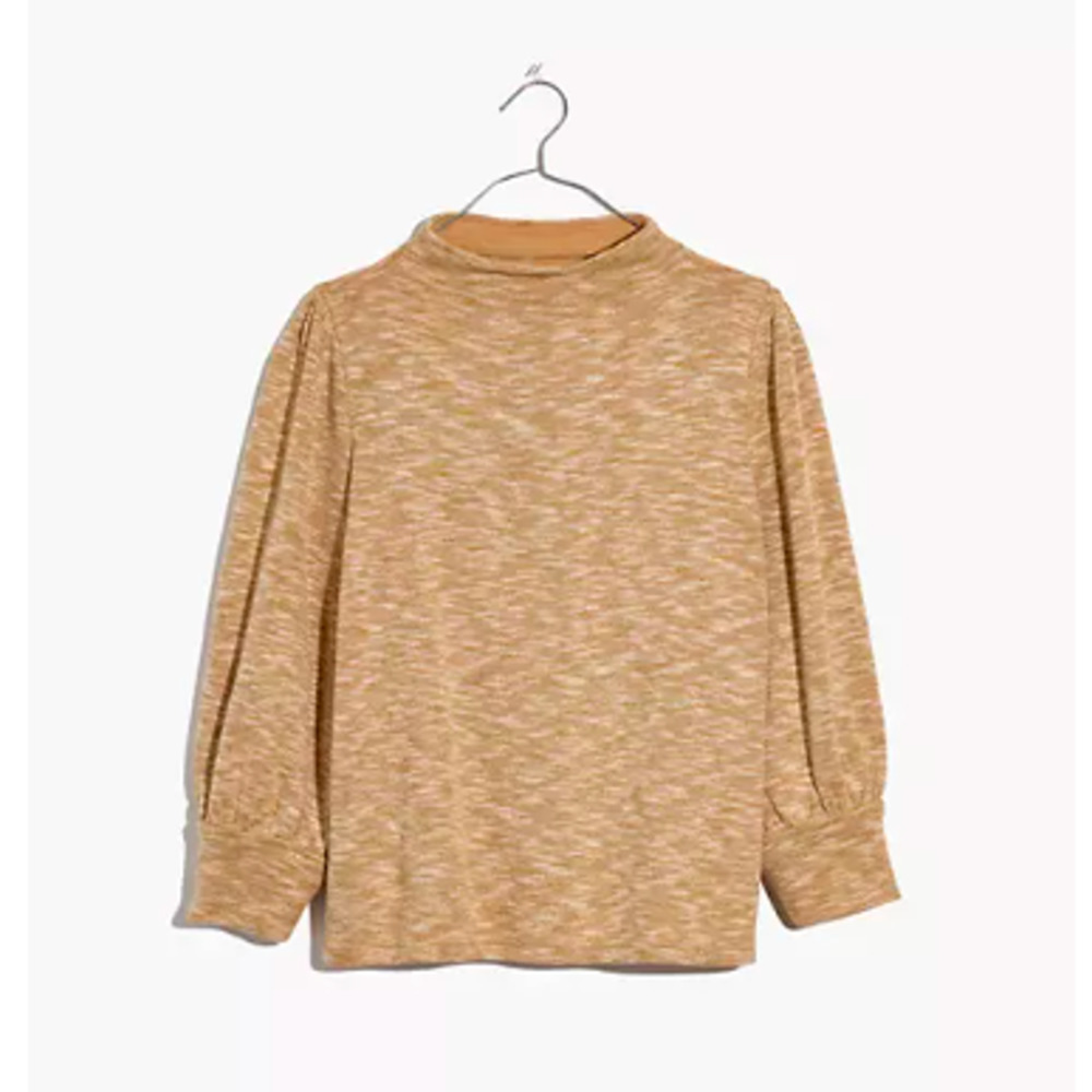 Madewell Gathered-Sleeve Mockneck Top S yellow